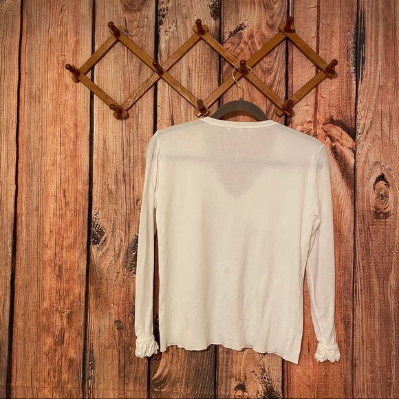 Anne Fontaine Shoulder Ruffle Long Sleeve Blouse - Picture 2 of 8